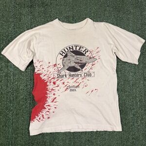 Vintage Shark Attack Shark Club Cancun Bite Single Stitch Graphic T Shirt L